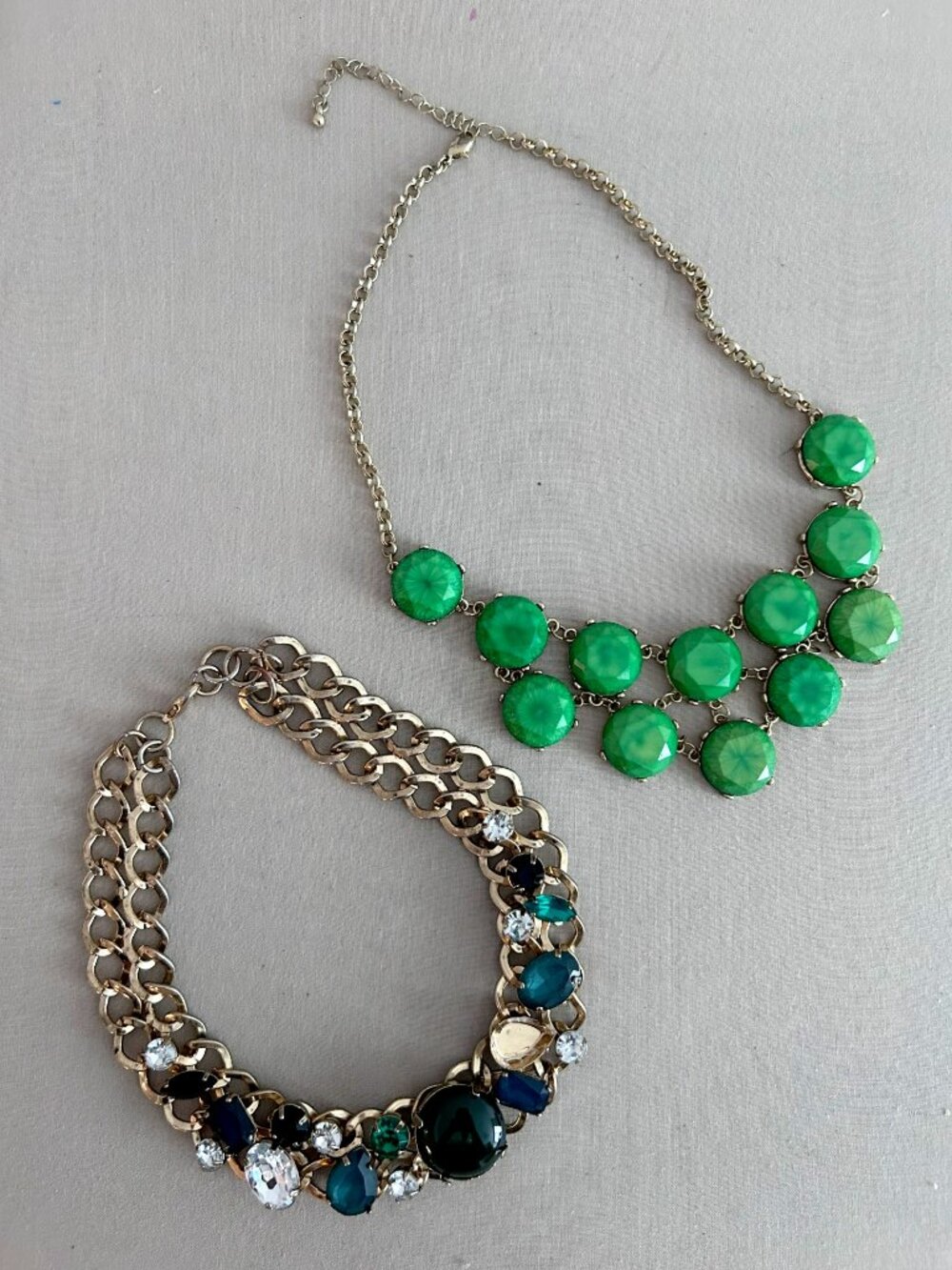 Jewel Rhinestone Chain Statement Choker Necklaces Bundle